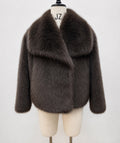 Giacca Corta Donna in Pelliccia Sintetica, Cappotto con Ampio Collo a Revers, Modello Soffice ed Elegante per Autunno e Inverno
