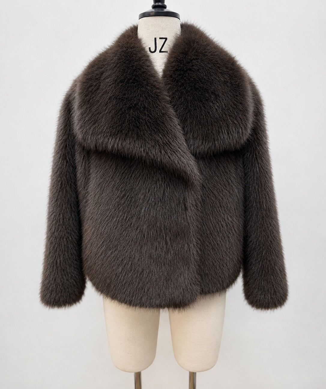 Giacca Corta Donna in Pelliccia Sintetica, Cappotto con Ampio Collo a Revers, Modello Soffice ed Elegante per Autunno e Inverno