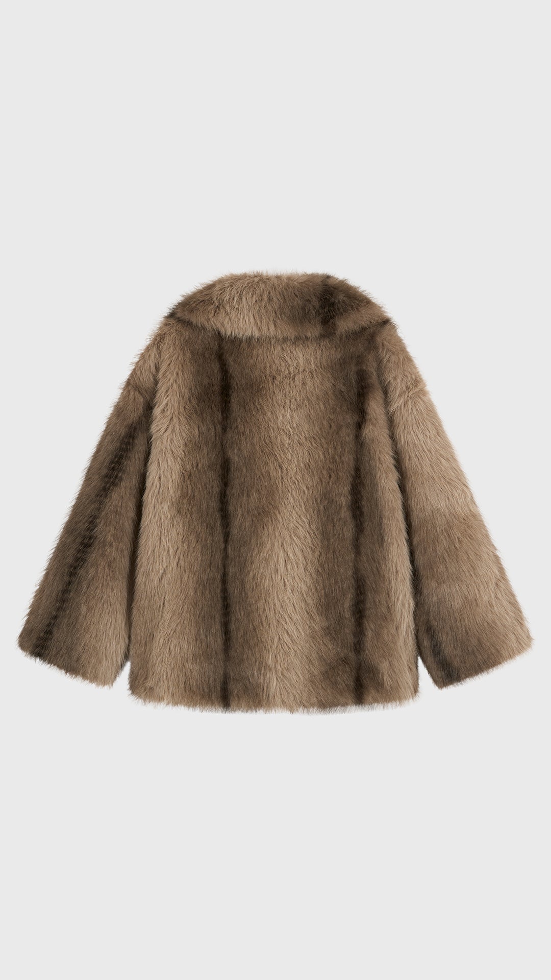 Giacca Corta Donna in Peluche Sintetico a Pelo Lungo, Collo a Revers Ampio, Modello Invernale Elegante