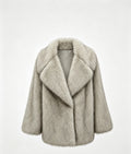 Giacca Media Donna in Pelliccia Sintetica, Cappotto con Collo a Revers Ampio, Modello Soffice Elegante Invernale, Taglie S/M e L/XL