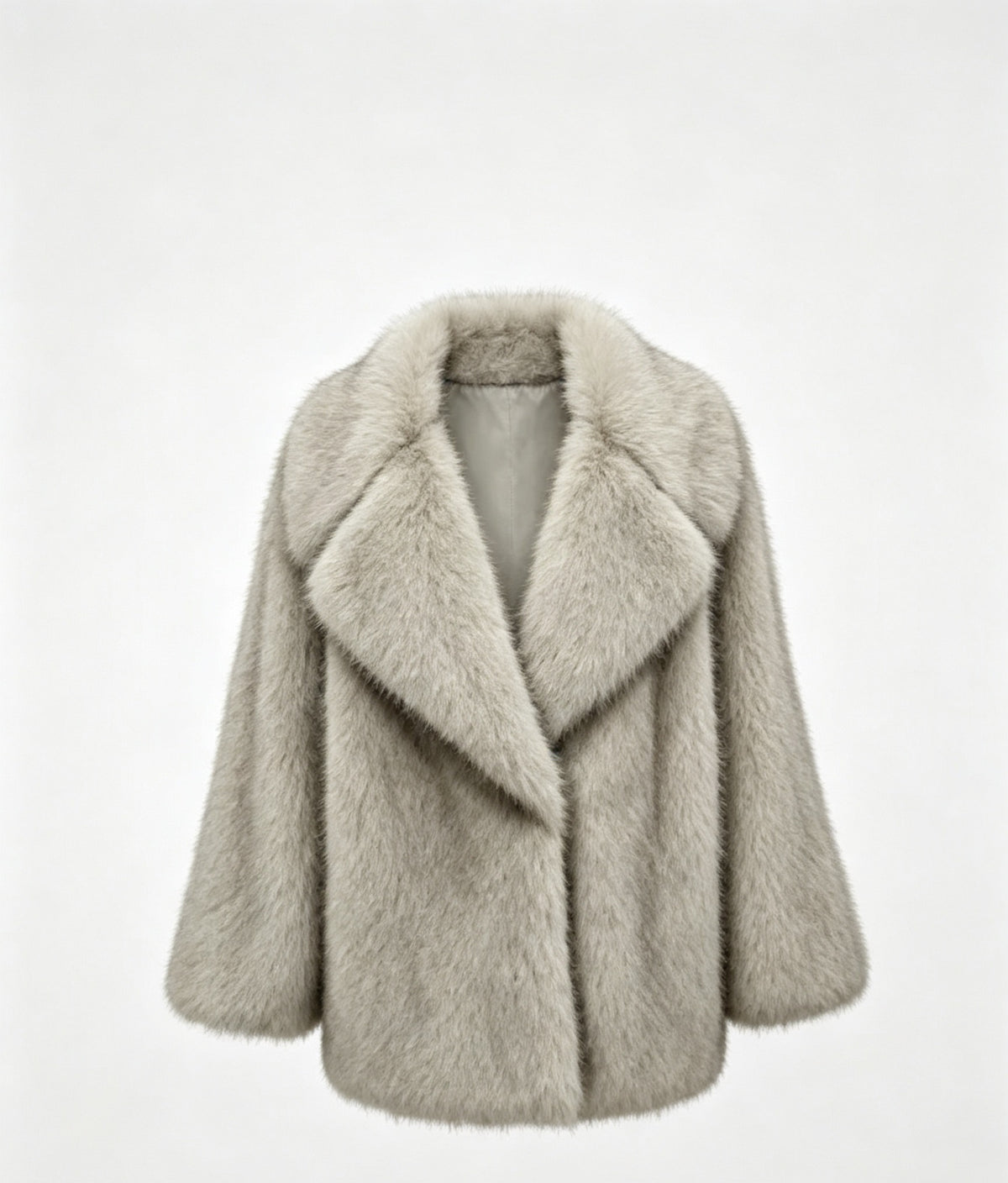 Giacca Media Donna in Pelliccia Sintetica, Cappotto con Collo a Revers Ampio, Modello Soffice Elegante Invernale, Taglie S/M e L/XL