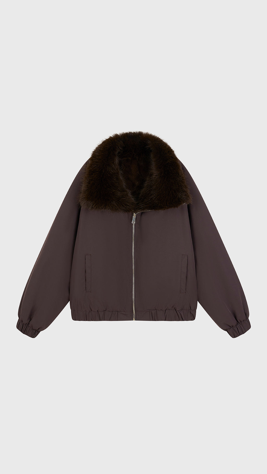 Giacca Corta Invernale Donna Doppio Uso, Collo Ampio in Peluche Sintetico, Chiusura con Zip, Giacca Bomber Reversibile Casual-1