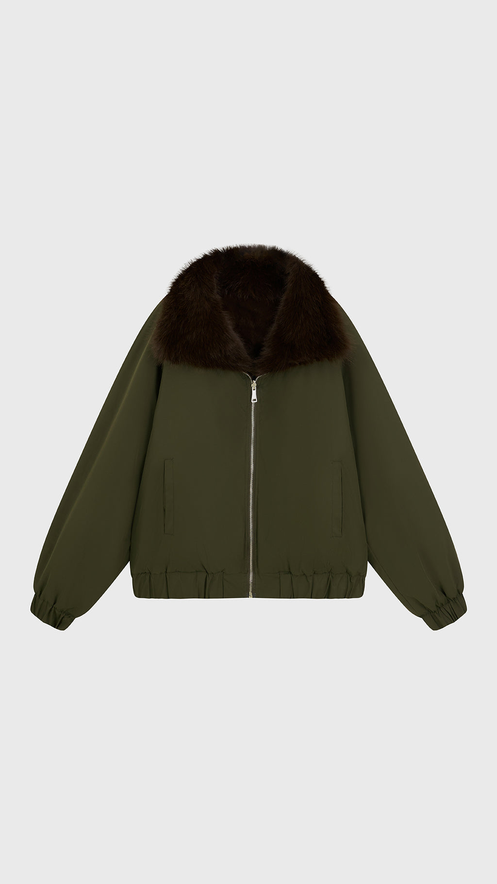 Giacca Corta Invernale Donna Doppio Uso, Collo Ampio in Peluche Sintetico, Chiusura con Zip, Giacca Bomber Reversibile Casual