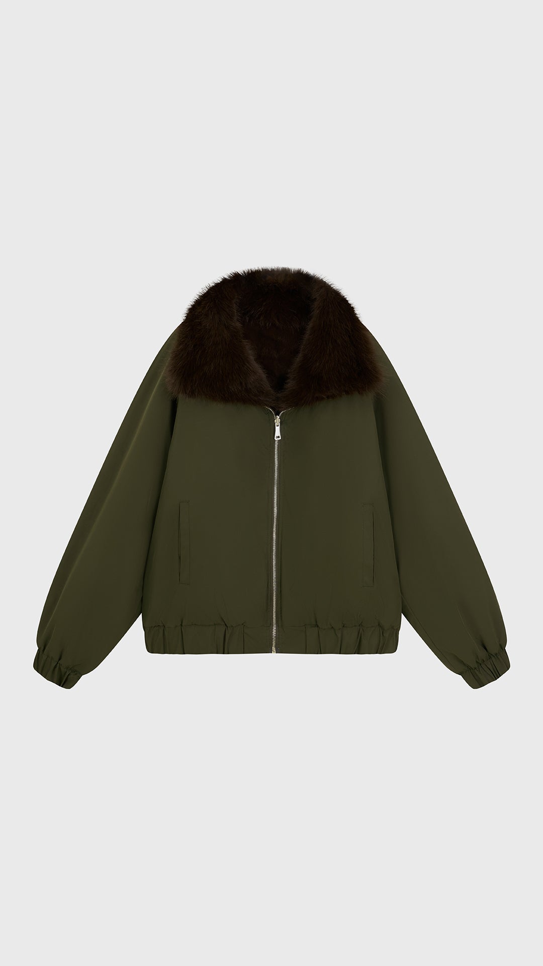 Giacca Corta Invernale Donna Doppio Uso, Collo Ampio in Peluche Sintetico, Chiusura con Zip, Giacca Bomber Reversibile Casual