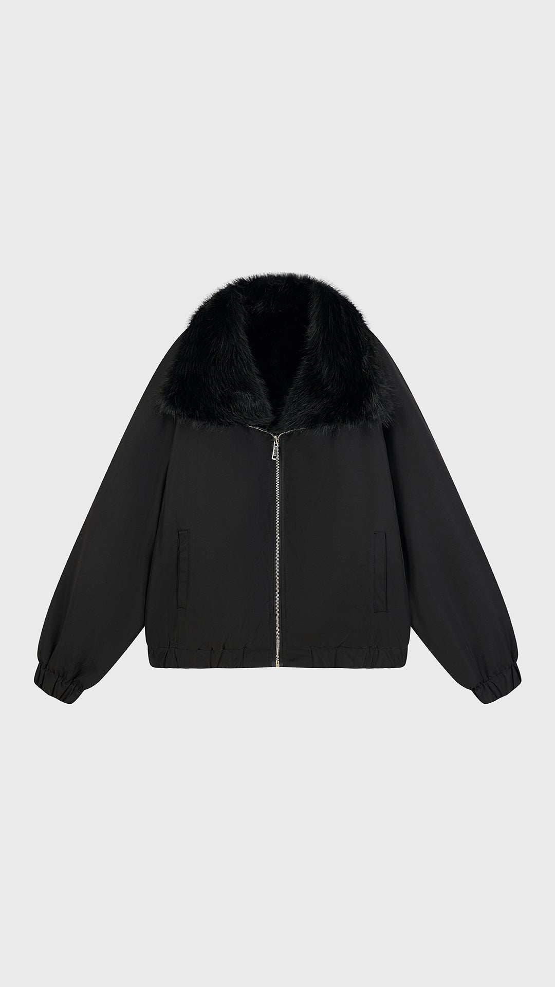 Giacca Corta Invernale Donna Doppio Uso, Collo Ampio in Peluche Sintetico, Chiusura con Zip, Giacca Bomber Reversibile Casual