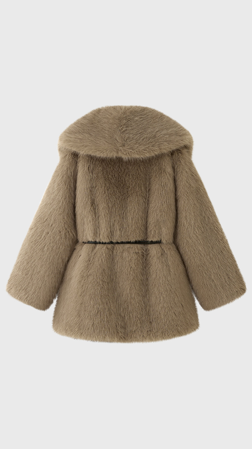 Cappotto Donna in Pelliccia Sintetica con Cintura, Giacca Elegante a Collo Ampio, Modello Avvolgente Caldo per Autunno Inverno