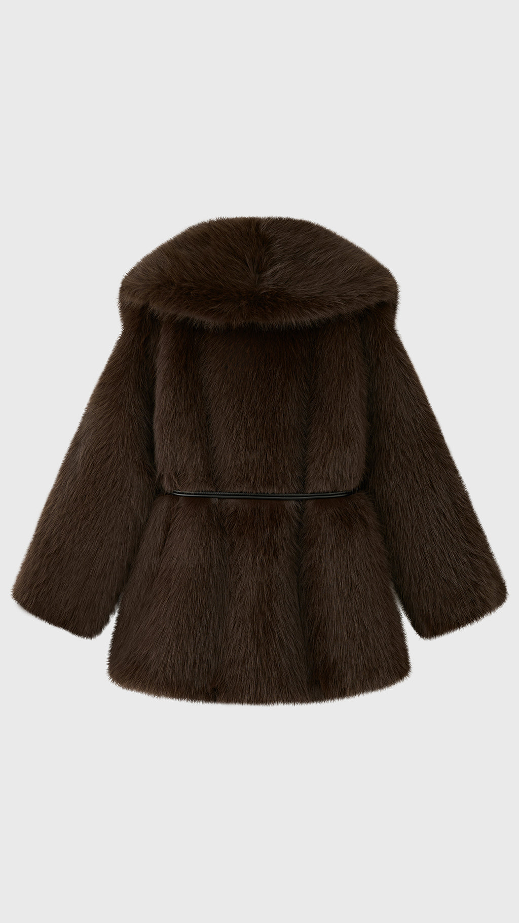 Cappotto Donna in Pelliccia Sintetica con Cintura, Giacca Elegante a Collo Ampio, Modello Avvolgente Caldo per Autunno Inverno