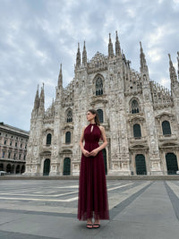 Abito lungo in tulle cut out Lucrezia