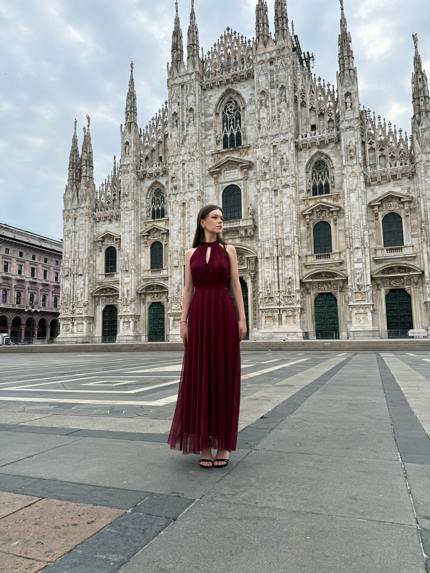 Abito lungo in tulle cut out Lucrezia