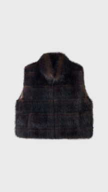 Gilet Senza Maniche Donna in Pelliccia Sintetica, Modello Collo Alto Elegante, Gilet Corto Invernale Casual per Abbinamenti Outfit