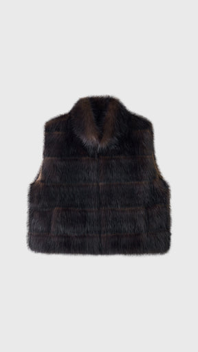 Gilet Senza Maniche Donna in Pelliccia Sintetica, Modello Collo Alto Elegante, Gilet Corto Invernale Casual per Abbinamenti Outfit