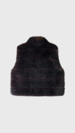 Gilet Senza Maniche Donna in Pelliccia Sintetica, Modello Collo Alto Elegante, Gilet Corto Invernale Casual per Abbinamenti Outfit