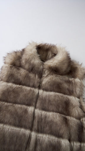 Gilet Senza Maniche Donna in Pelliccia Sintetica, Modello Collo Alto Elegante, Gilet Corto Invernale Casual per Abbinamenti Outfit