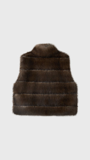 Gilet Senza Maniche Donna in Pelliccia Sintetica, Modello Collo Alto Elegante, Gilet Corto Invernale Casual per Abbinamenti Outfit