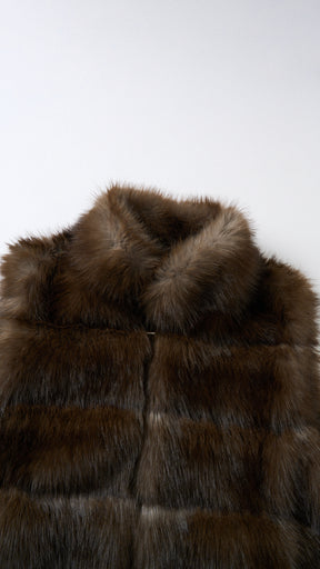 Gilet Senza Maniche Donna in Pelliccia Sintetica, Modello Collo Alto Elegante, Gilet Corto Invernale Casual per Abbinamenti Outfit