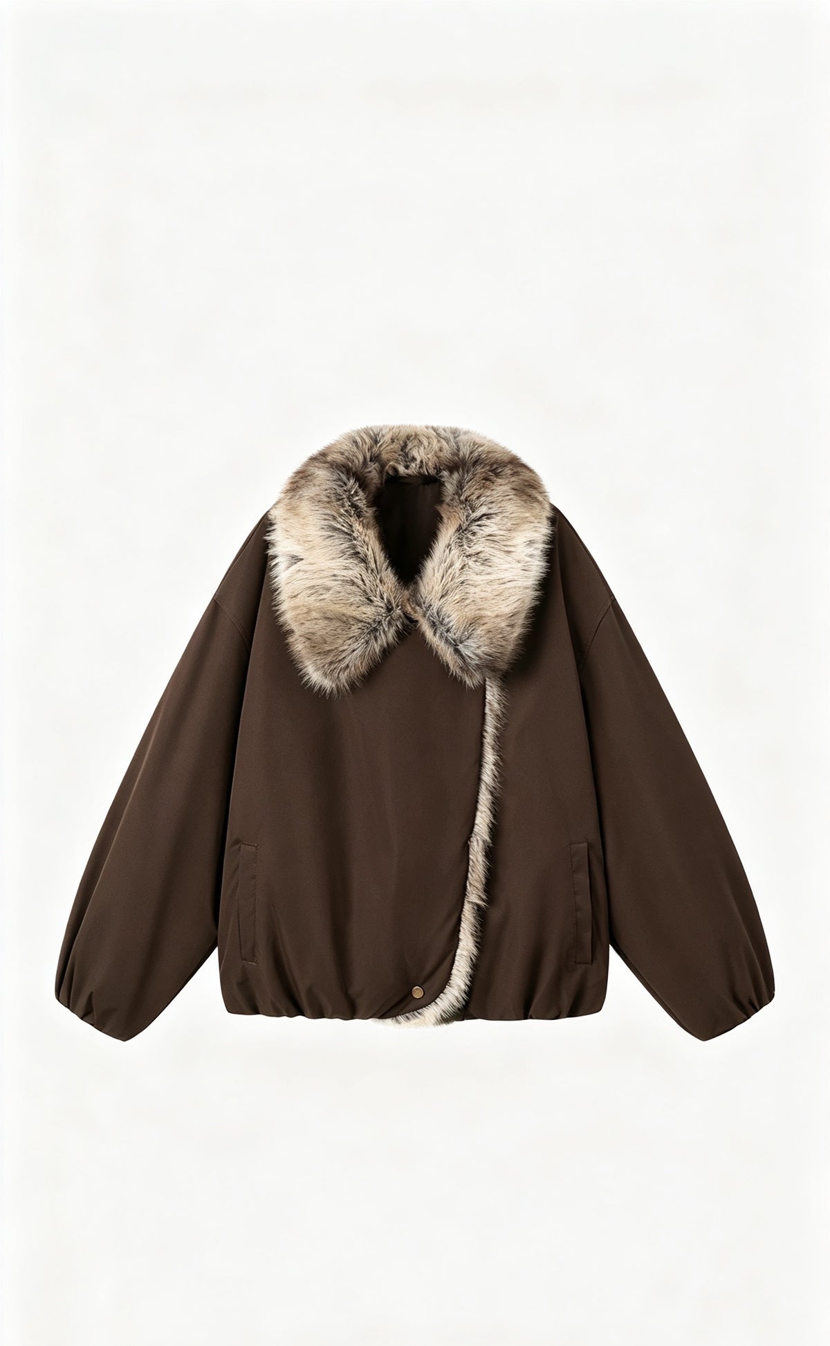 Giubbotto Parka Donna con Collo in Pelliccia Sintetica, Giacca Doppio Uso Foderata Calda, Modello Casual Invernale a Bolla