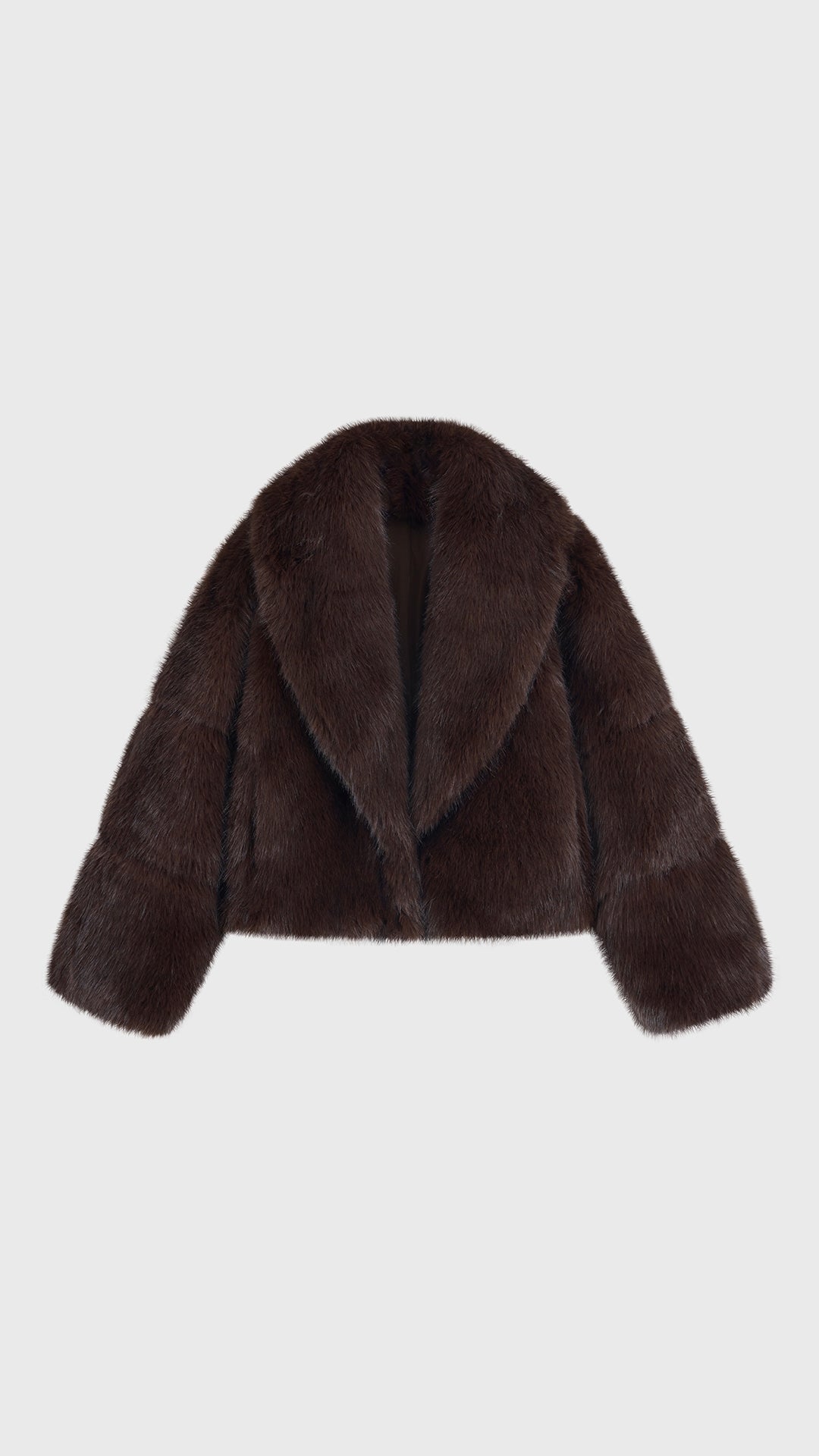 Giacca Corta Donna in Peluche Sintetico, Collo a Revers Ampio, Modello Corto Invernale Elegante