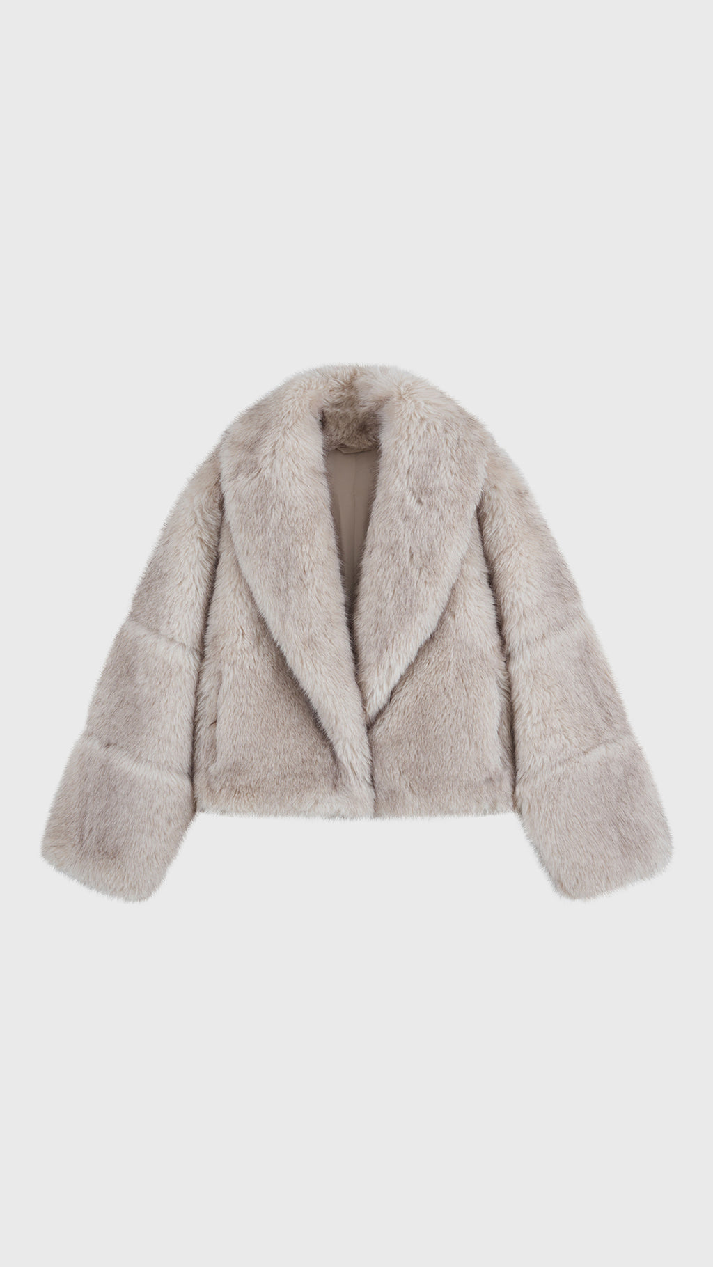 Giacca Corta Donna in Peluche Sintetico, Collo a Revers Ampio, Modello Corto Invernale Elegante