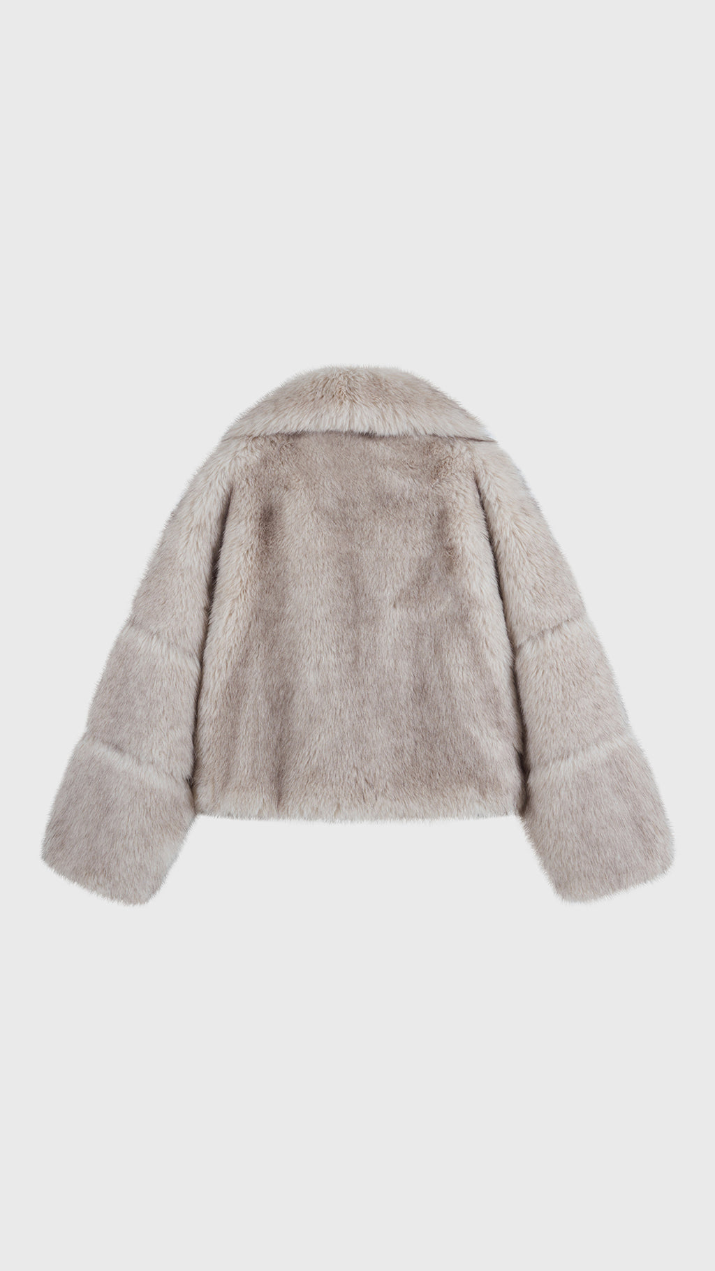 Giacca Corta Donna in Peluche Sintetico, Collo a Revers Ampio, Modello Corto Invernale Elegante