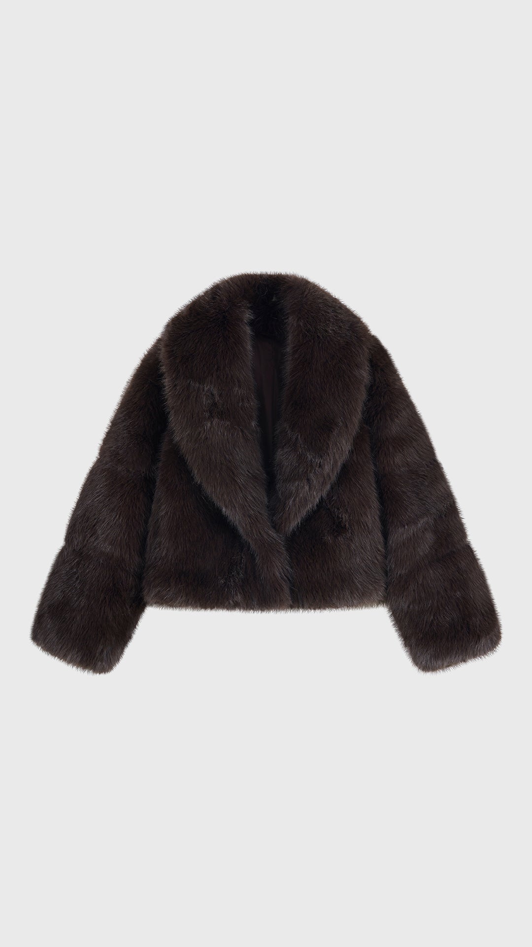 Giacca Corta Donna in Peluche Sintetico, Collo a Revers Ampio, Modello Corto Invernale Elegante
