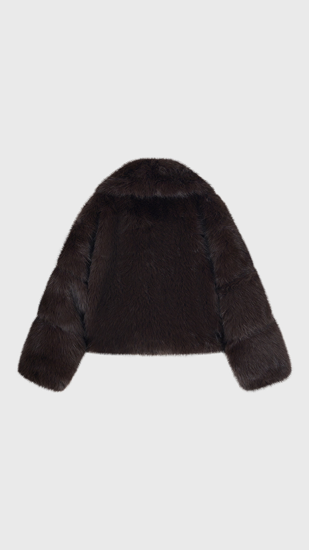 Giacca Corta Donna in Peluche Sintetico, Collo a Revers Ampio, Modello Corto Invernale Elegante