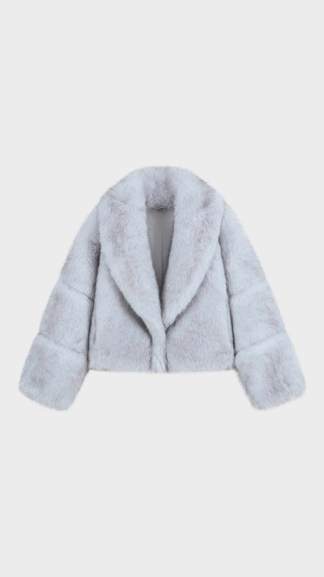 Giacca Corta Donna in Peluche Sintetico, Collo a Revers Ampio, Modello Corto Invernale Elegante