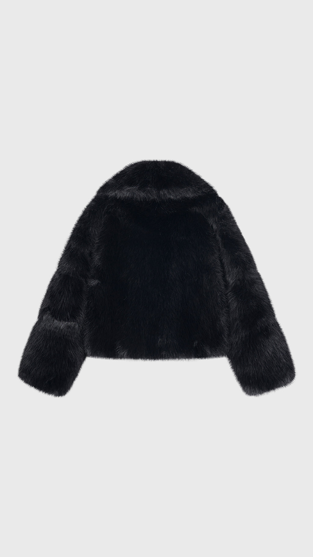 Giacca Corta Donna in Peluche Sintetico, Collo a Revers Ampio, Modello Corto Invernale Elegante