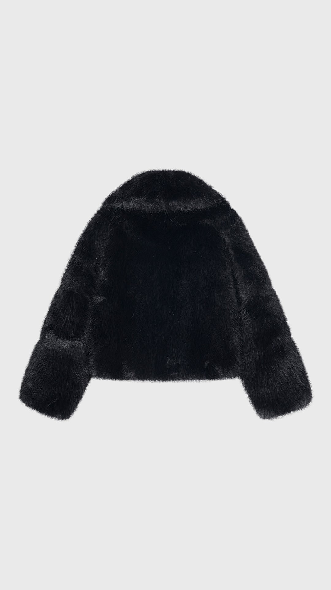 Giacca Corta Donna in Peluche Sintetico, Collo a Revers Ampio, Modello Corto Invernale Elegante