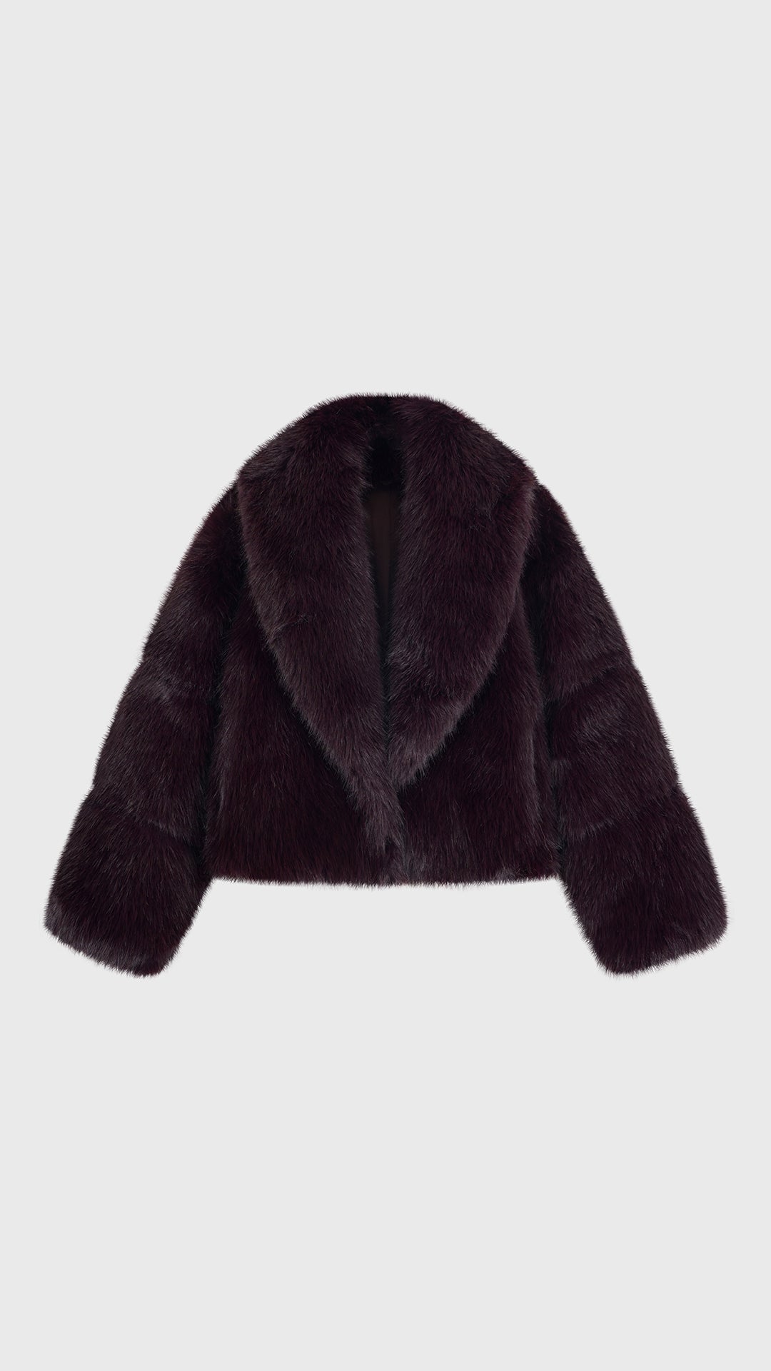 Giacca Corta Donna in Peluche Sintetico, Collo a Revers Ampio, Modello Corto Invernale Elegante