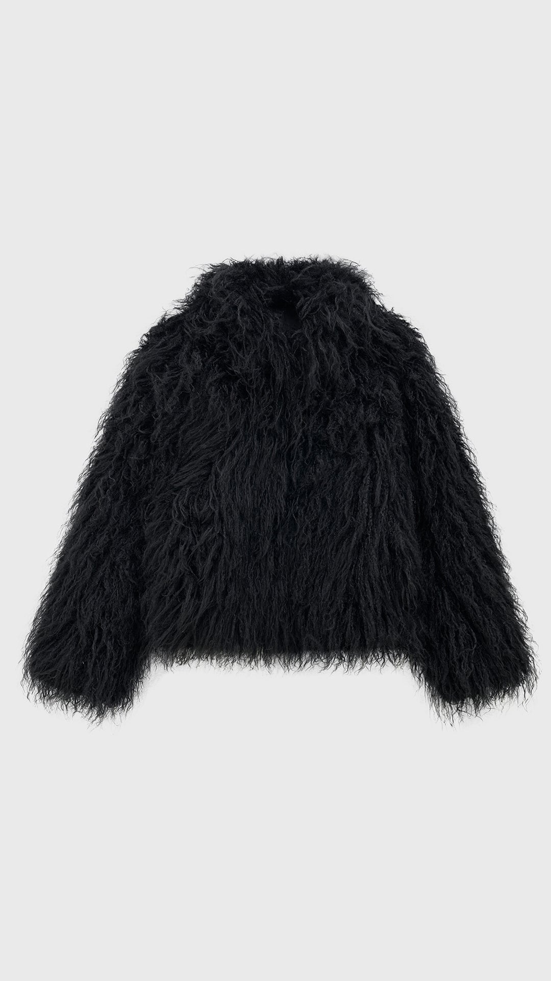 Giacca corta donna in pelliccia sintetica riccia , collo alto stile casual
