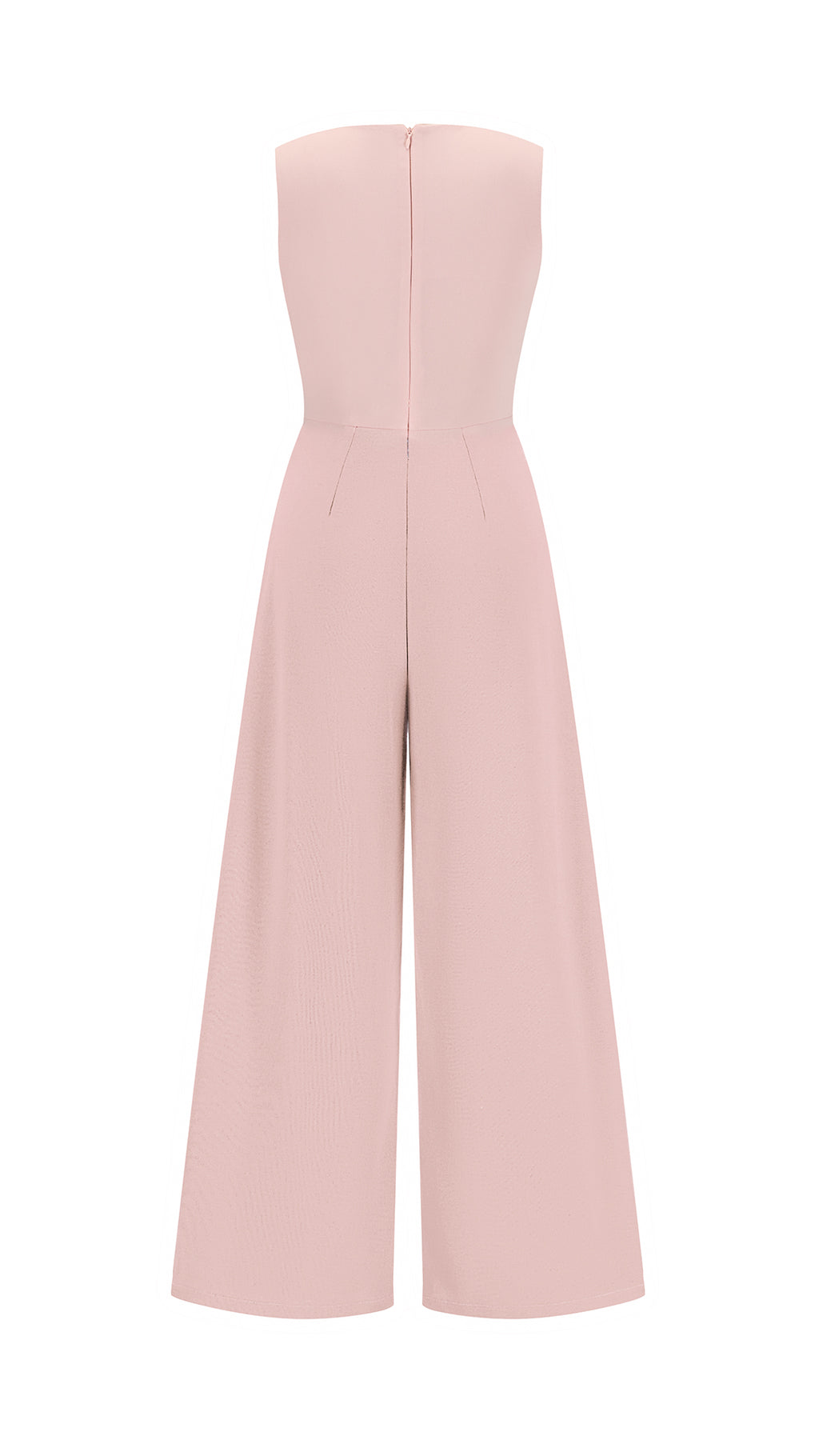 Tuta Intera Donna Senza Maniche a V, Pantaloni Zampa con Sovrapposto e Spilla Decorativa, Elegante per Eventi e Cerimonie