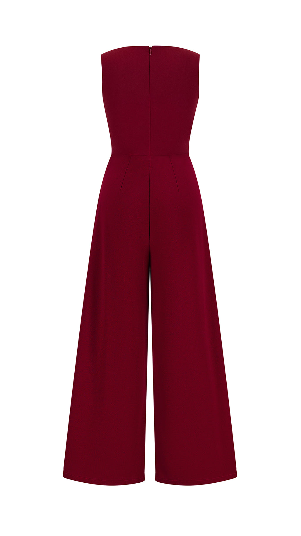 Tuta Intera Donna Senza Maniche a V, Pantaloni Zampa con Sovrapposto e Spilla Decorativa, Elegante per Eventi e Cerimonie