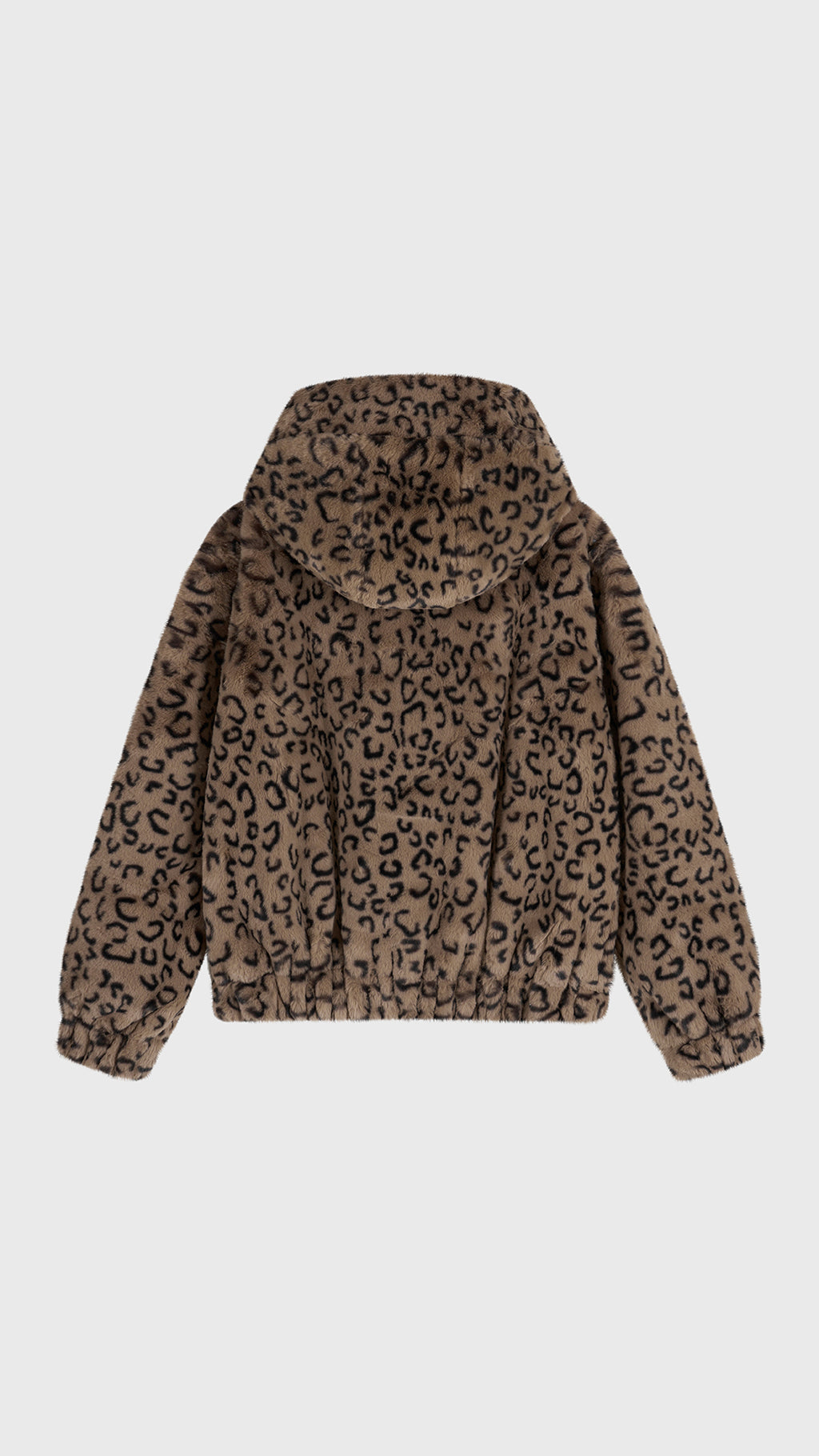 Giacca con cappuccio in peluche sintetica con zip e coulisse