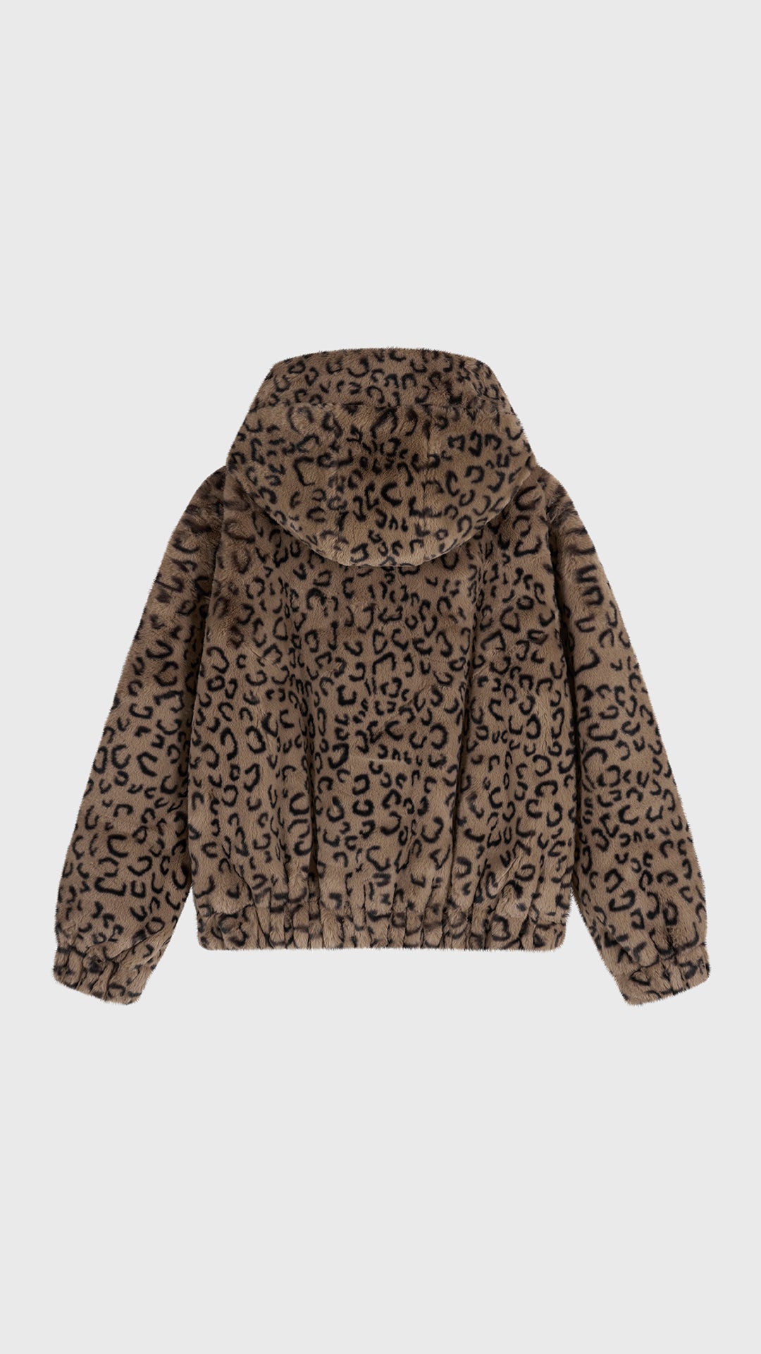 Giacca con cappuccio in peluche sintetica con zip e coulisse