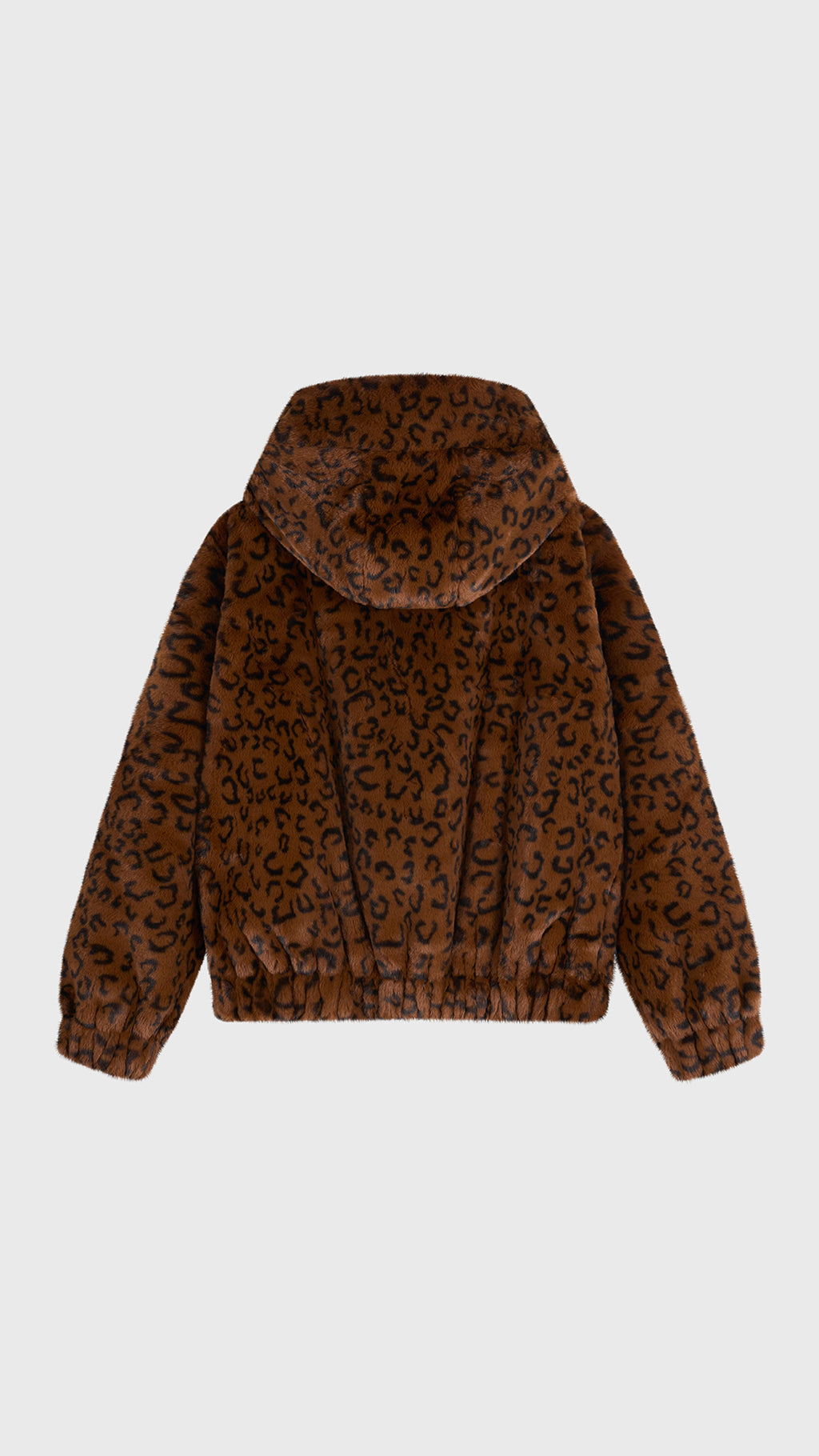 Giacca con cappuccio in peluche sintetica con zip e coulisse