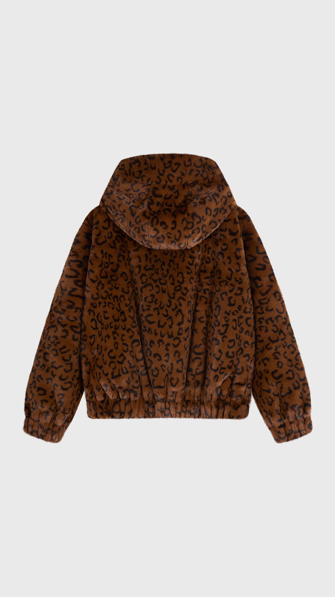 Giacca con cappuccio in peluche sintetica con zip e coulisse
