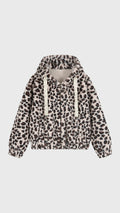 Giacca con cappuccio in peluche sintetica con zip e coulisse