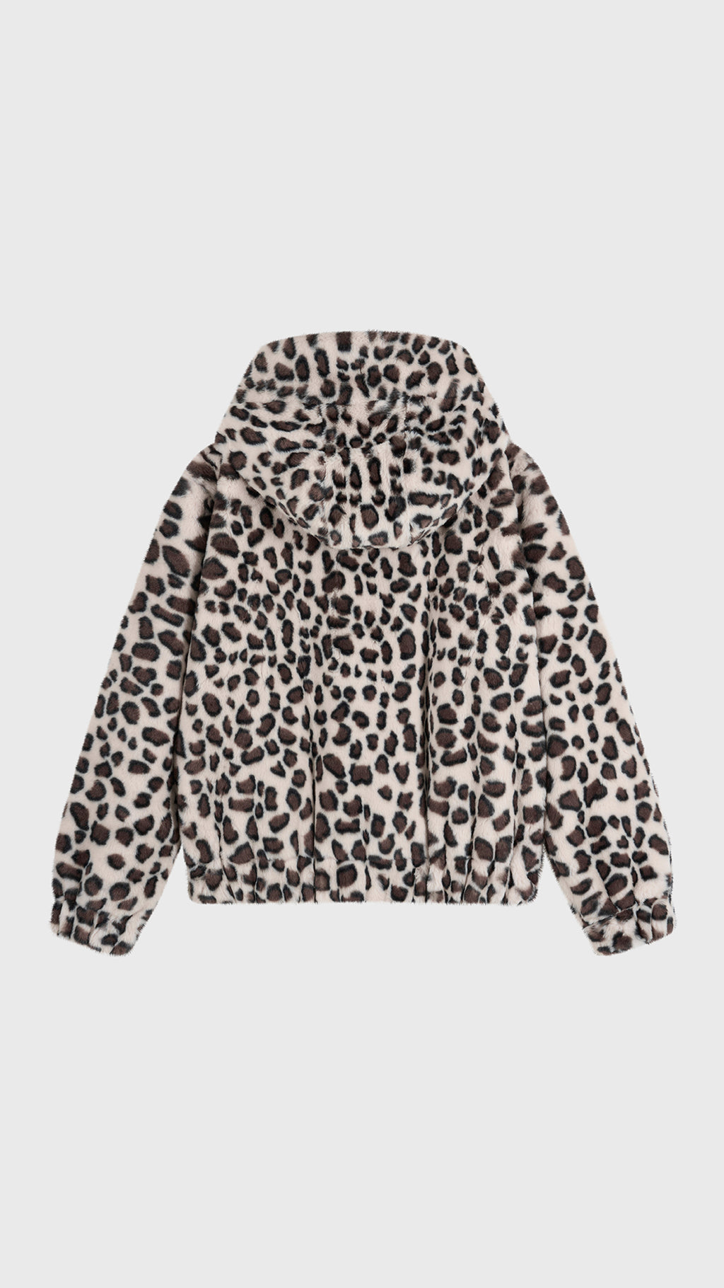 Giacca con cappuccio in peluche sintetica con zip e coulisse