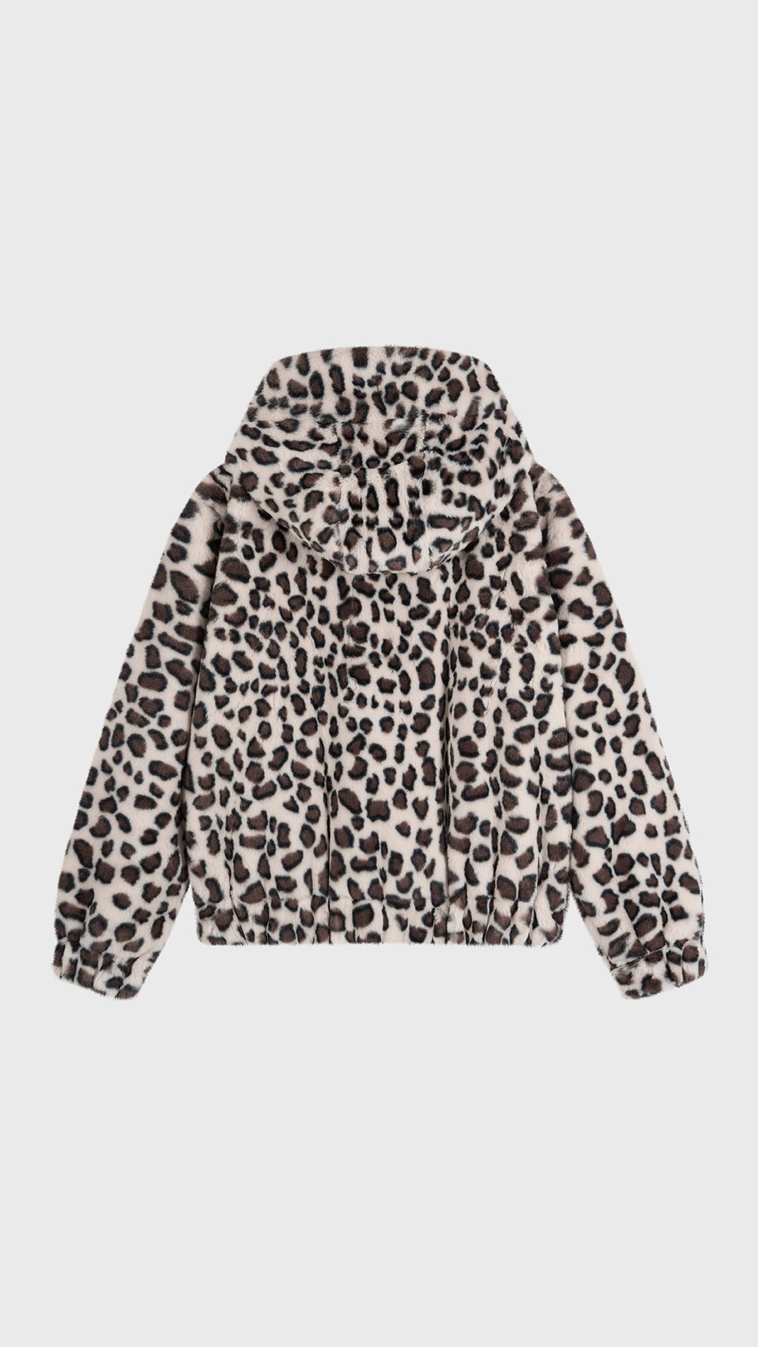 Giacca con cappuccio in peluche sintetica con zip e coulisse