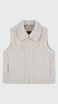 Gilet Senza Maniche in Peluche Sintetico, Colletto Rialzato con Zip, Modello Trapuntato, Giacca Gilet Invernale Casual per Donna