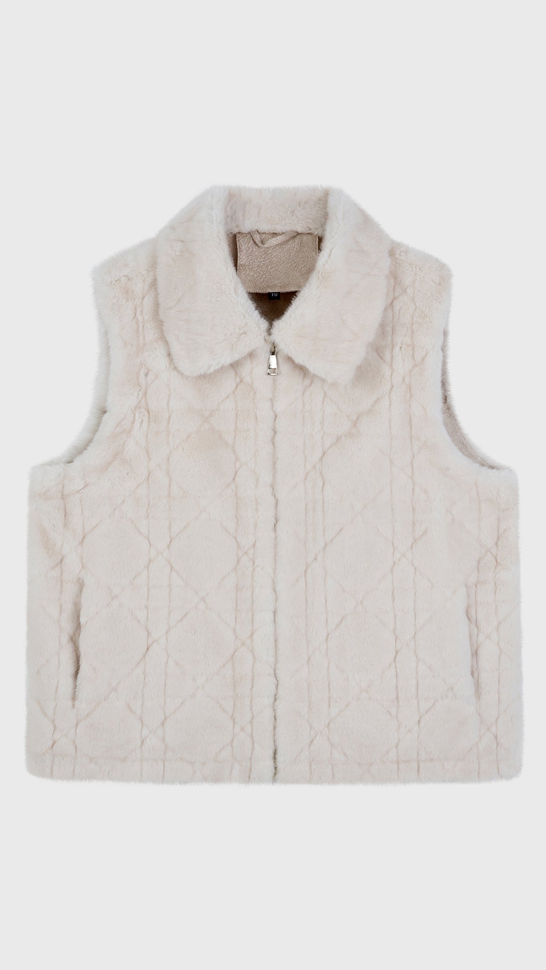 Gilet Senza Maniche in Peluche Sintetico, Colletto Rialzato con Zip, Modello Trapuntato, Giacca Gilet Invernale Casual per Donna