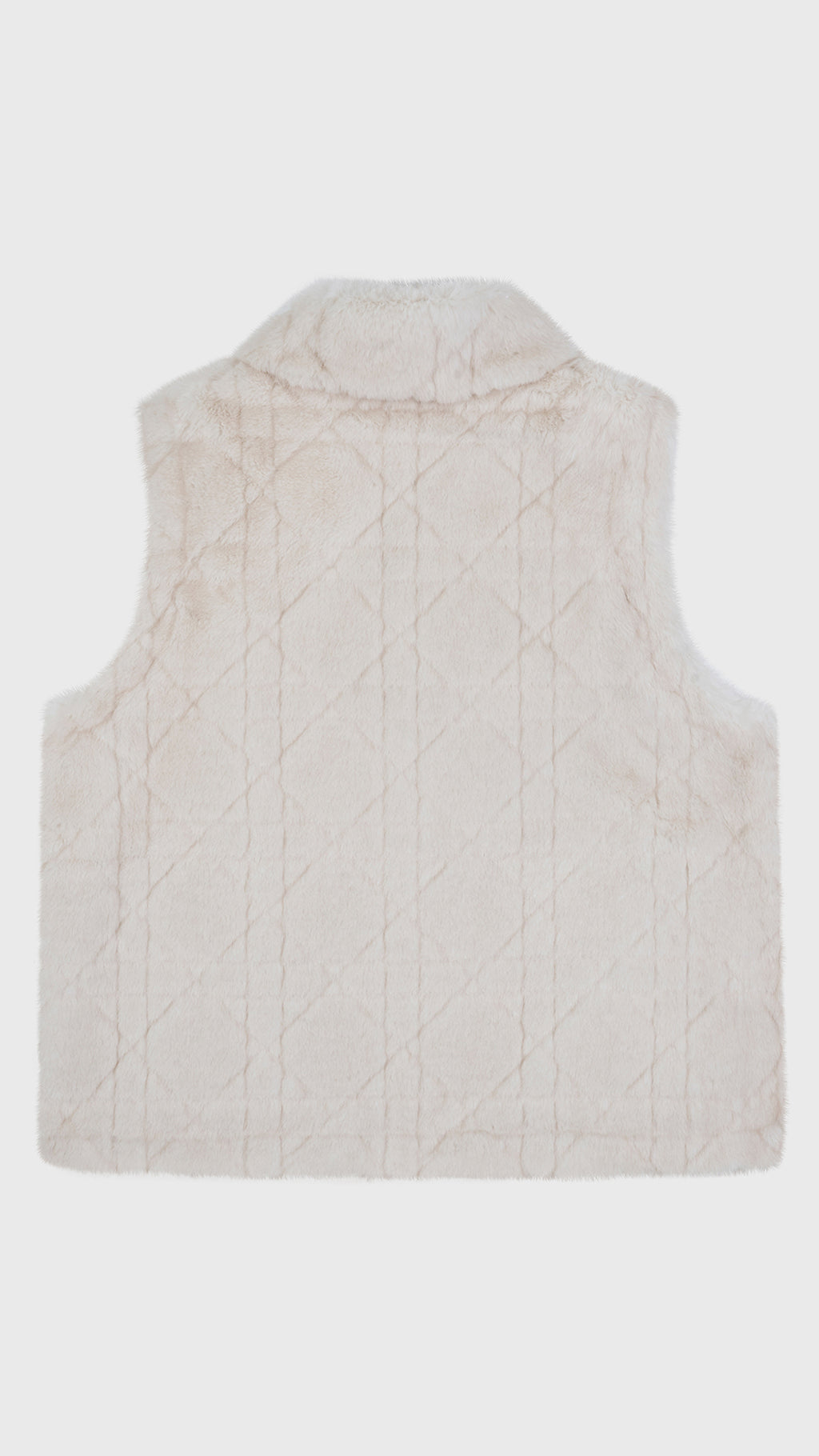 Gilet Senza Maniche in Peluche Sintetico, Colletto Rialzato con Zip, Modello Trapuntato, Giacca Gilet Invernale Casual per Donna