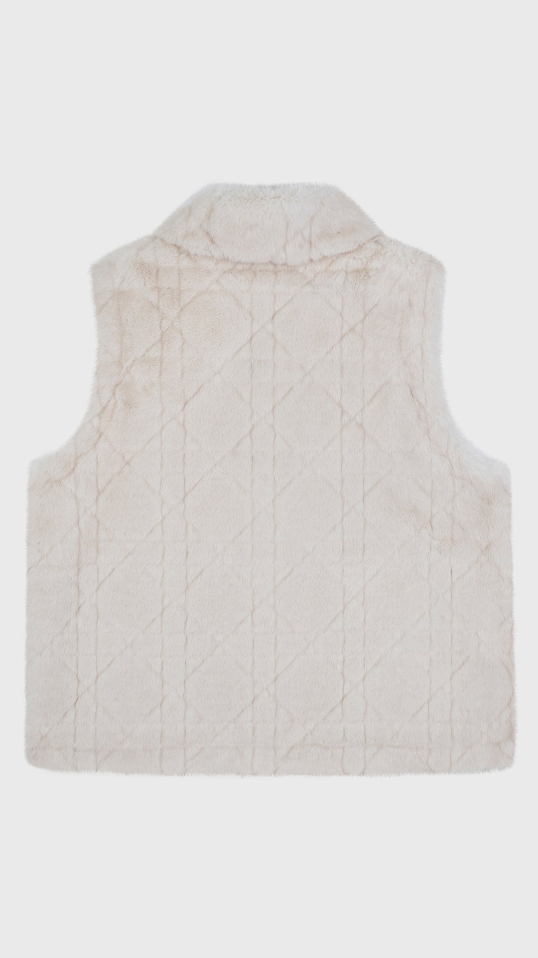 Gilet Senza Maniche in Peluche Sintetico, Colletto Rialzato con Zip, Modello Trapuntato, Giacca Gilet Invernale Casual per Donna