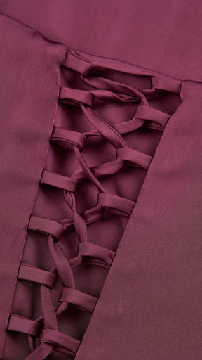 Abito lungo elegante con scollo a collo alto a fiocco, design bicolore con top asimmetrico e gonna fluida