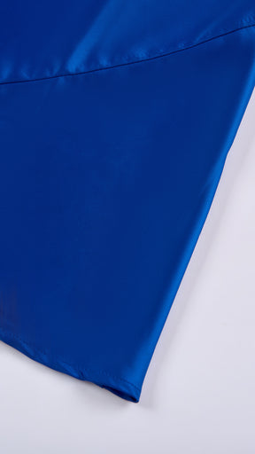 Abito lungo elegante senza maniche con scollo a collo drappeggiato e dettaglio a fibbia, in tessuto fluido, per cerimonie e occasioni speciali