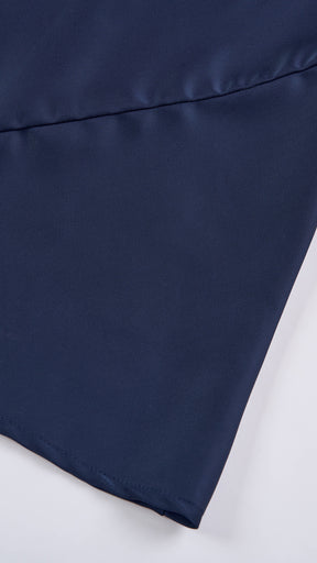 Abito lungo elegante senza maniche con scollo a collo drappeggiato e dettaglio a fibbia, in tessuto fluido, per cerimonie e occasioni speciali