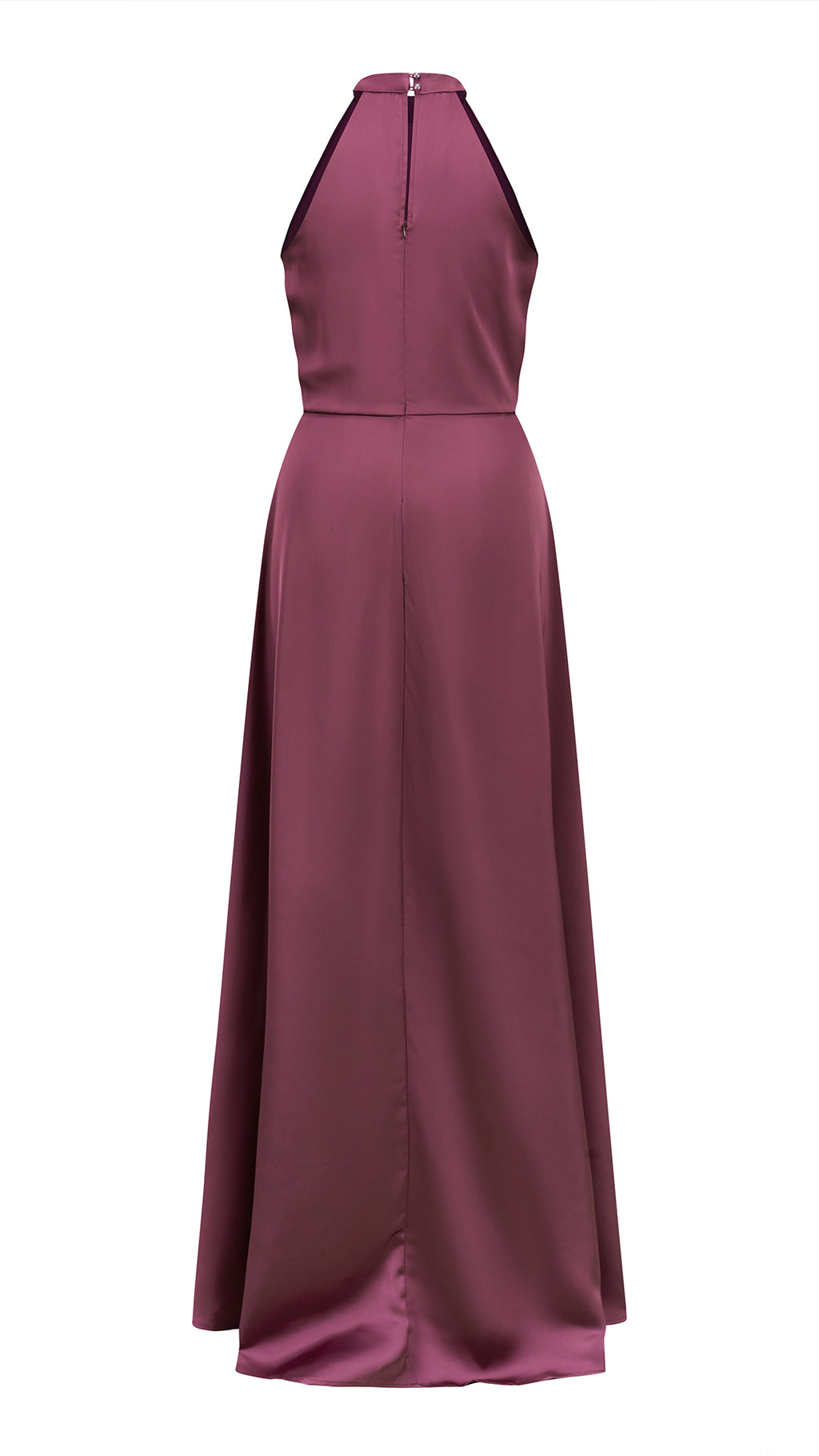Abito lungo elegante con scollo a collo alto, senza maniche, in raso fluido, per cerimonie e occasioni speciali（副本）