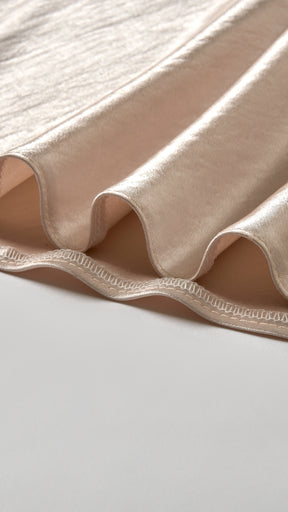 Vestito Lungo Satin Donna Spallina Singola con Maxi Fiocco, Abito Elegante da Cerimonia e Festa Smanicato
