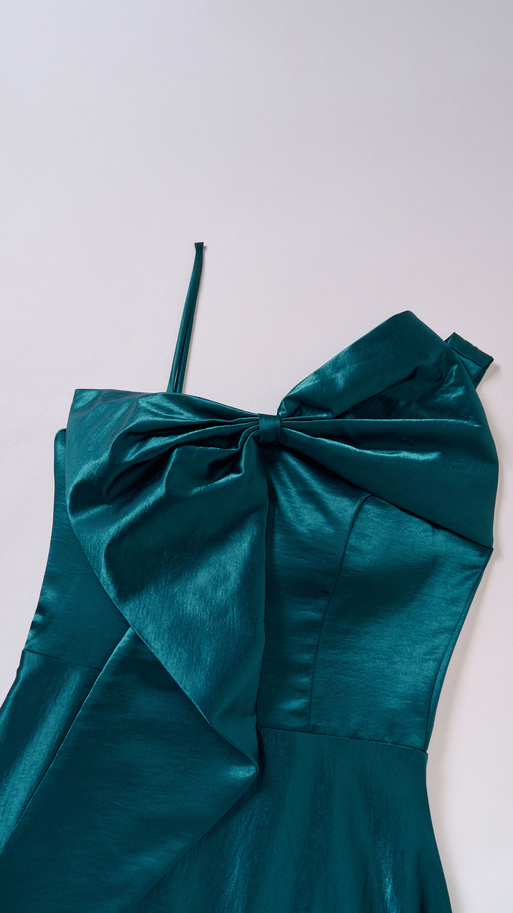 Vestito Lungo Satin Donna Spallina Singola con Maxi Fiocco, Abito Elegante da Cerimonia e Festa Smanicato（副本）