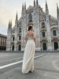 Abito lungo in tulle asimmetrico Luna